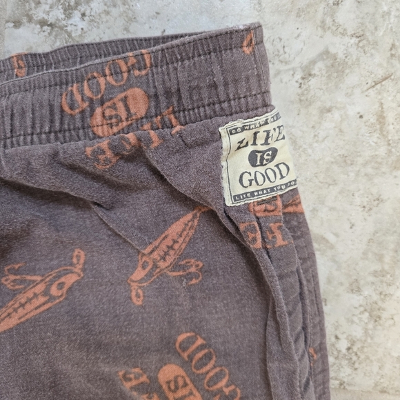 Life Is Good Sleep Brown Fish Lure Print Pants Cotton Pajamas Size Xlarge Light - Picture 3 of 5